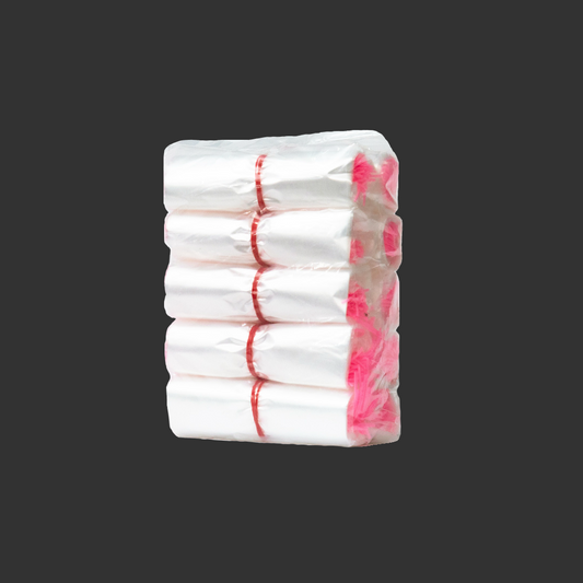 DISPOSABLE PLASTIC STRING BAGS | JUICE PETTY - 4"x 6.5" | FEN PETTY - 5"x 7.5"